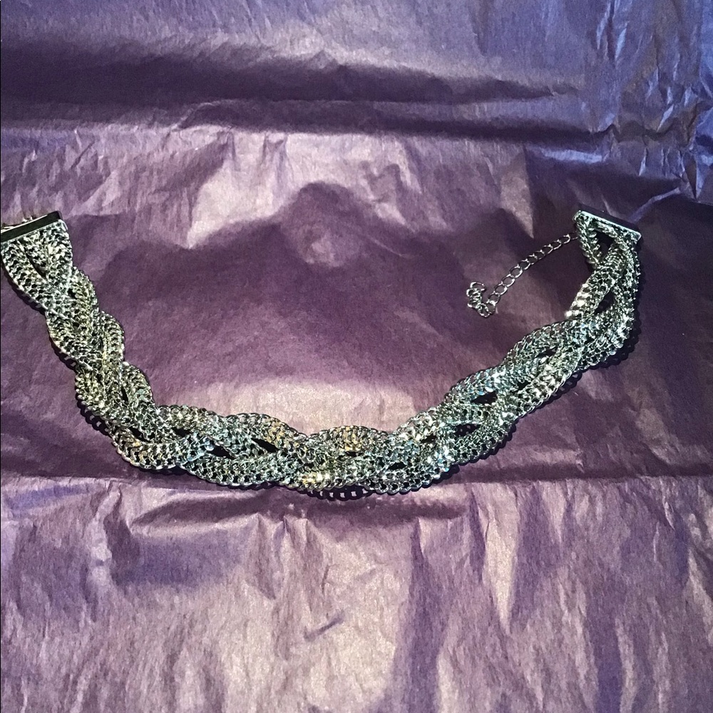 Silver braided choker